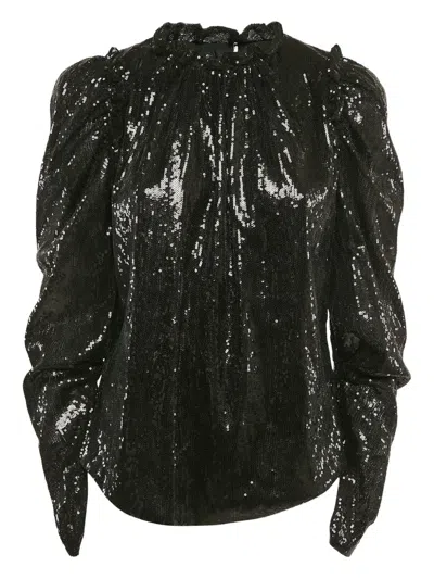 Pre-owned Ingie Paris Sequin-embellished Blouse In Black