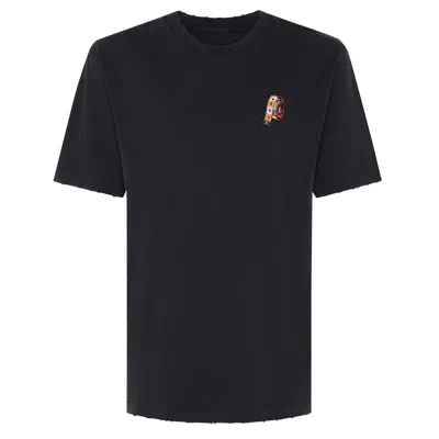 Ingmarson Black Tape Measure Embroidered Organic Cotton Distressed T-shirt Men