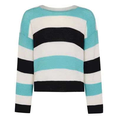 Ingmarson Black / White / Blue Striped Dropped Shoulder Top Blue & Black Women In Multi