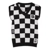 Ingmarson Black / White Embroidered Checked Wool & Cashmere Vest Men In Black/white