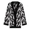 Ingmarson Black / White Ikat Wool & Cashmere Knitted Cardigan Women In Black/white