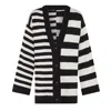 Ingmarson Black / White Multi-striped Wool & Cashmere Knitted Cardigan Men In Black/white