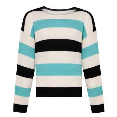 Ingmarson Blue / Black / White Striped Dropped Shoulder Top Blue & Black Men In Multi