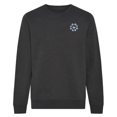 Ingmarson Blue Eyed Flower Upcycled Appliqué Sweatshirt Grey
