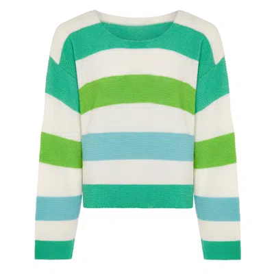 Ingmarson Blue / Green Striped Dropped Shoulder Top Green & Blue Women In Blue/green