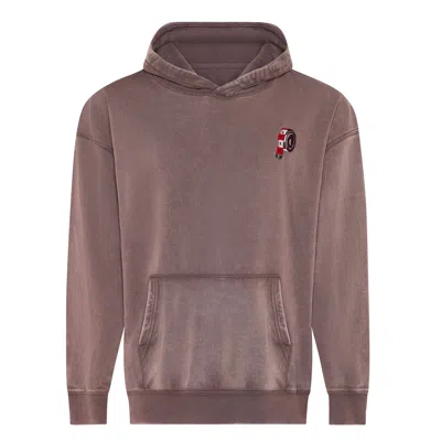 Ingmarson Brown Tape Measure Organic Cotton Embroidered Hoodie Mocha Men In Burgundy