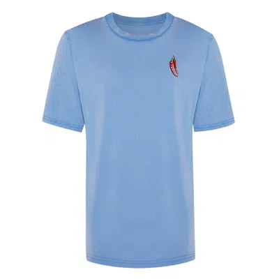 Ingmarson Chilli Embroidered Organic Cotton T-shirt Blue Women In Multi