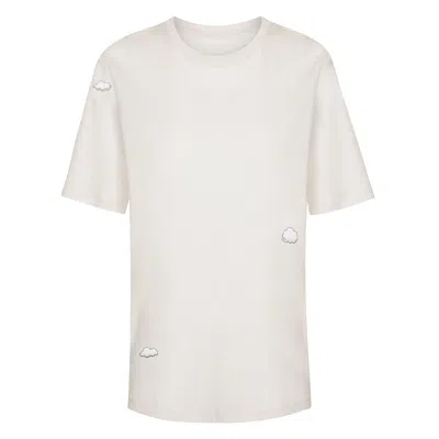 Ingmarson Clouds Embroidered Recycled T-shirt White Women