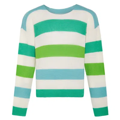 Ingmarson Green / Blue Striped Dropped Shoulder Top Green & Blue Men In Green/blue