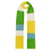 Ingmarson Green / Yellow / Orange Ribbed Colour Block Wool & Cashmere Scarf Long Green Men In Green/pink/purple