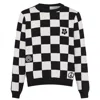 Ingmarson Men's Black / White Embroidered Checked Wool & Cashmere Jumper In Black/white