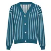 Ingmarson Men's Blue / White Thin Striped Wool & Cashmere Cardigan In Blue/white