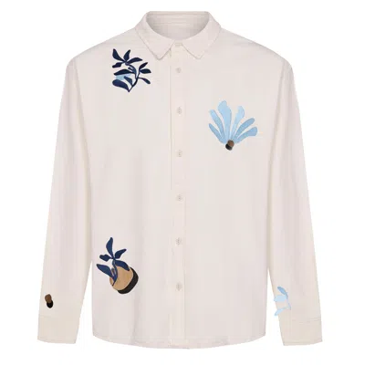 Ingmarson Men's Neutrals Abstract Floral Organic Cotton Shirt Ercu