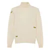 Ingmarson Men's Neutrals / White Bee Embroidered Wool & Cashmere Rollneck Cream In Neutral