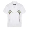 Ingmarson Men's White Palm Embroidered Irish Linen Cuban Shirt In White