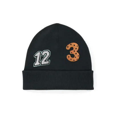 Ingmarson Numbers Organic Cotton Embroidered Beanie Black Women