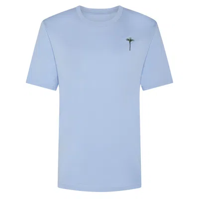 Ingmarson Palm Embroidered Organic Cotton T-shirt Blue Men