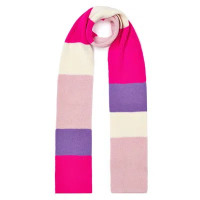 Ingmarson Pink / Purple Ribbed Colour Block Wool & Cashmere Scarf Pink Women In Pink/purple