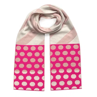 Ingmarson Pink / Purple Stripes & Circles Wool & Cashmere Scarf Pink Women In Pink/purple