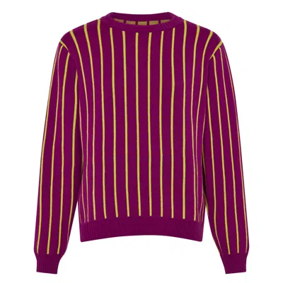 Ingmarson Purple / Yellow Thin Striped Wool & Cashmere Jumper Purple & Yellow Men In Purple/yellow