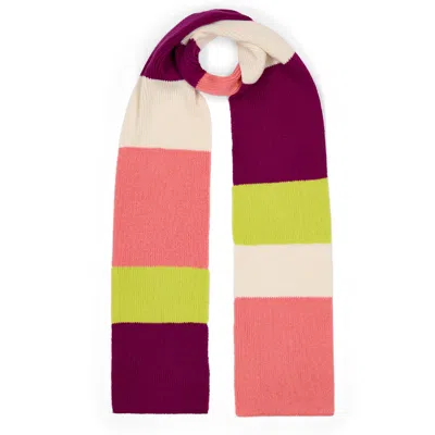 Ingmarson Ribbed Colour Block Wool & Cashmere Scarf Purple & Yellow Women In Purple/yellow