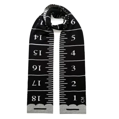 Ingmarson Tape Measure Wool & Cashmere Large Scarf Black & White Women