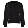 Ingmarson Women's Bee Embroidered Sweatshirt Dropped Shoulder Black In Black
