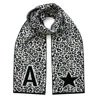 Ingmarson Women's Black / White A-z Initial Leopard Wool & Cashmere Scarf In Black/white