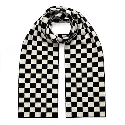 Ingmarson Women's Black / White Checked Small Wool & Cashmere Scarf Black & White In Black/white