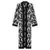 Ingmarson Women's Black / White Ikat Wool & Cashmere Knitted Cardigan Long In Black/white