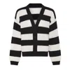 Ingmarson Women's Black / White Striped Dropped Shoulder Cardigan Black & White In Black/white