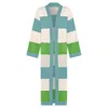 Ingmarson Women's Blue / Green Multicolour Striped Cardigan Long Wool & Cashmere Green & Teal In Blue/green