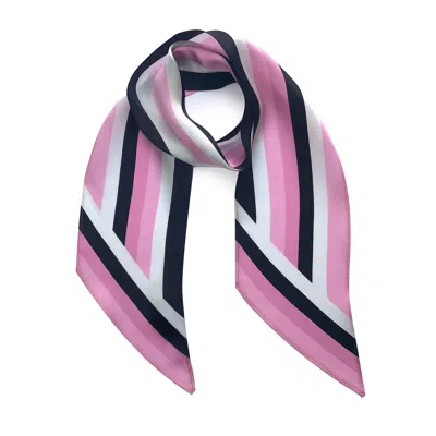 Ingmarson Women's Henley Silk Stripe Neck Scarf Pink