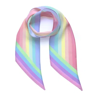 Ingmarson Women's Henley Silk Stripe Neck Scarf Rainbow Pastel In Multi
