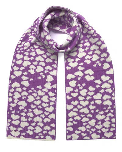 Ingmarson Women's Pink / Purple Hearts Wool & Cashmere Scarf Lilac