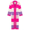 Ingmarson Women's Pink / Purple Multicolour Striped Cardigan Long Wool & Cashmere Pink & Lilac In Pink/purple