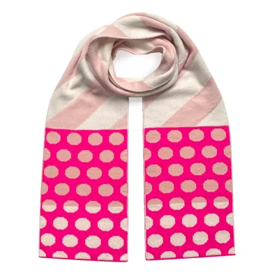 Ingmarson Women's Pink / Purple Stripes & Circles Wool & Cashmere Scarf Pink Men In Pink/purple
