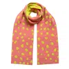 Ingmarson Women's Pink / Yellow Scattered Dots Wool & Cashmere Scarf Pink & Yellow In Orange