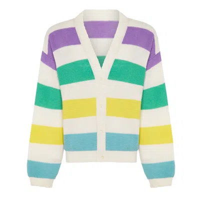 Ingmarson Women's Striped Dropped Shoulder Cardigan Multicolour