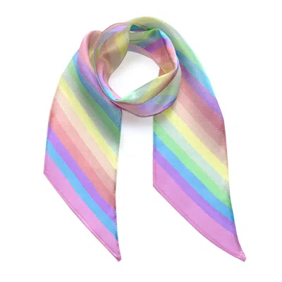 Ingmarson Women's Stripy Silk Neck Scarf Rainbow Pastel In Multi