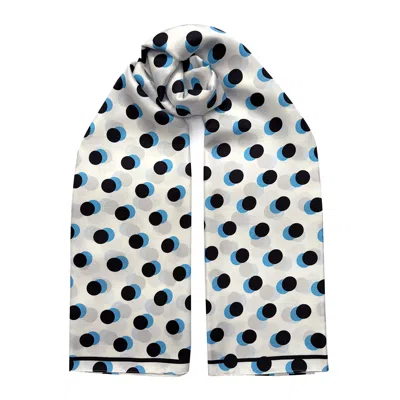 Ingmarson Women's White / Blue Oversized Polka Dot Silk Scarf White In Multi