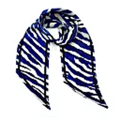 Ingmarson Wild Tiger Silk Neck Scarf Electric Blue