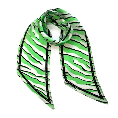 Ingmarson Women's Wild Tiger Silk Neck Scarf Mint Green