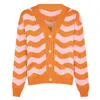 Ingmarson Women's Yellow / Orange Waves Cardigan Wool & Cashmere Orange & Pink In Yellow/orange