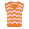 Ingmarson Women's Yellow / Orange Waves Vest Wool & Cashmere Orange & Pink In Yellow/orange