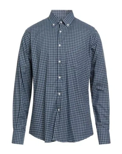 Ingram Man Shirt Navy Size 17 ½ Cotton In Blue