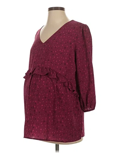 Pre-owned Ingrid & Isabel 3/4 Sleeve Blouse In Burgundy