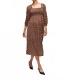 Ingrid & Isabel Breeze Maternity Midi Dress In Espresso Whie Dot In Brown