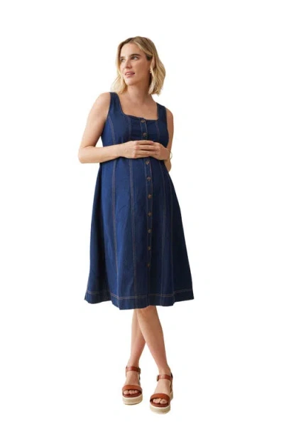 Ingrid & Isabel Contrast Thread Chambray Dress In Blue