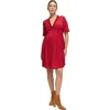 Ingrid & Isabel Deep V Short Maternity Dress In Red